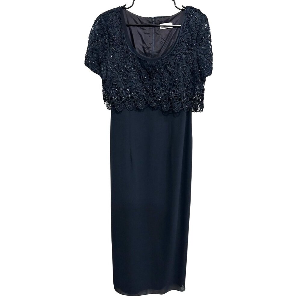 After Dark Womens Black Lace Overlay Short Sleeve Whimsygoth Dress Size 12